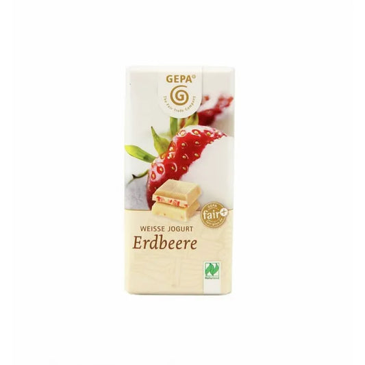 GEPA - БИО ШОКОЛАД БЯЛ С ЙОГУРТ И ЯГОДИ (ERDBEERE) - 40 г