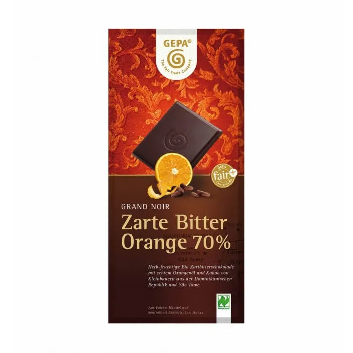 GEPA - БИО ШОКОЛАД ЧЕРЕН С ПОРТОКАЛ (ZARTE BITTER ORANGE 70%) - 100 г