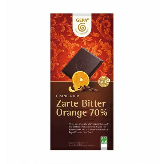 GEPA - БИО ШОКОЛАД ЧЕРЕН С ПОРТОКАЛ (ZARTE BITTER ORANGE 70%) - 100 г