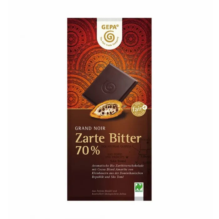 GEPA - БИО ШОКОЛАД ЧЕРЕН С КАКАОВА СМЕС AMARIBE (ZARTE BITTER 70%) - 100 г