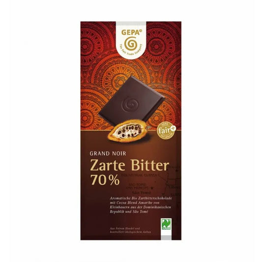 GEPA - БИО ШОКОЛАД ЧЕРЕН С КАКАОВА СМЕС AMARIBE (ZARTE BITTER 70%) - 100 г