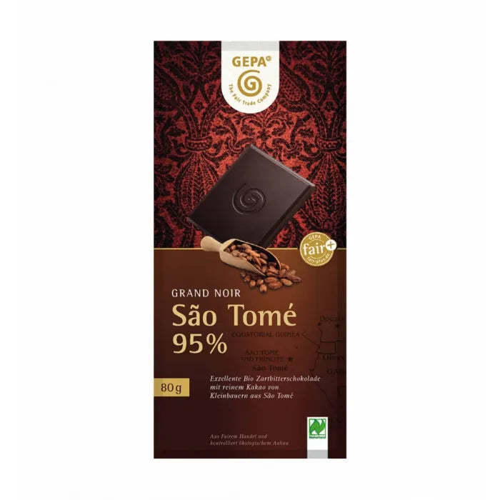 GEPA - БИО ШОКОЛАД ЧЕРЕН С КАКАО ОТ SAO TOME (SAO TOME 95%) - 80 г