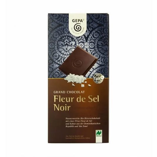 GEPA - БИО ШОКОЛАД ЧЕРЕН С МОРСКА СОЛ (FLEUR DE SEL NOIR) - 100 г