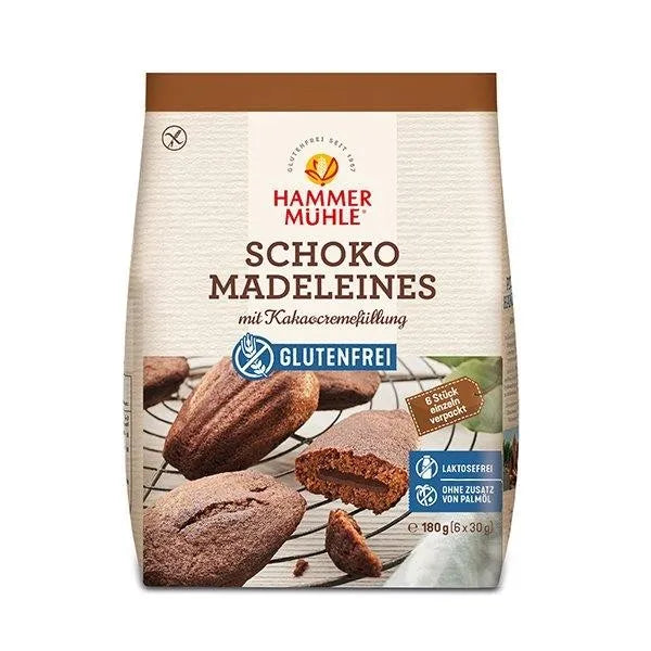 HAMMERMUHLE - БЕЗГЛУТЕНОВИ ФРЕНСКИ БИСКВИТИ "MADELEINES" С ШОКОЛАДОВ ПЪЛНЕЖ - 180 г