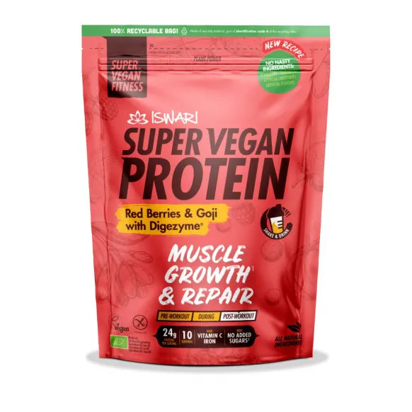ISWARI - БИО СУПЕР ВЕГАН ПРОТЕИН С ЧЕРВЕНИ БОРОВИНКИ И ГОДЖИ - 400 г