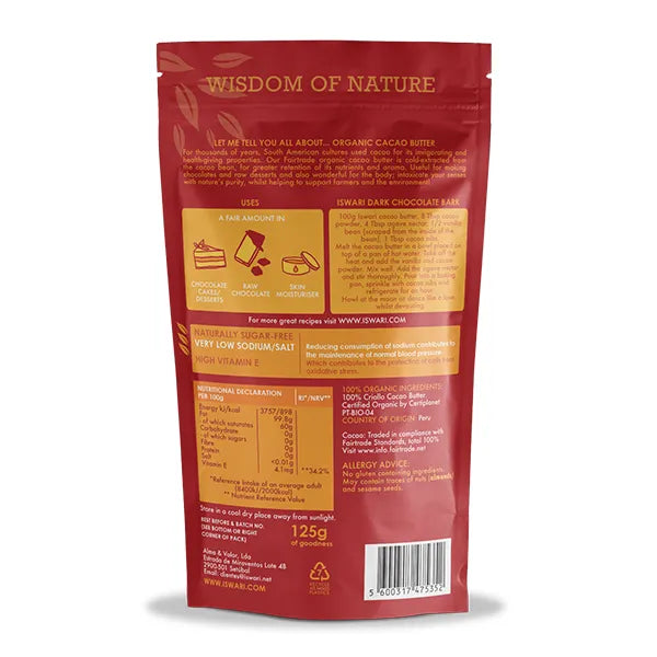 ISWARI - БИО КАКАОВО МАСЛО FAIR TRADE - 125 г