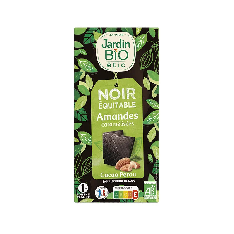 JARDIN BIO - БИО ШОКОЛАД ТЪМЕН С БАДЕМИ - 100 г