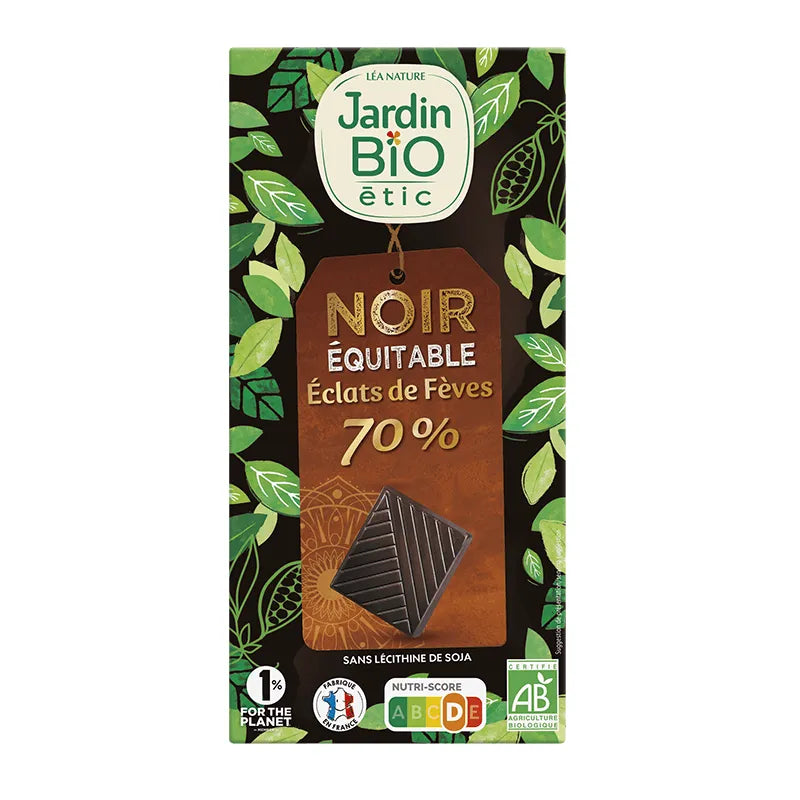 JARDIN BIO - БИО ШОКОЛАД ТЪМЕН 70% С КАКАОВИ ЗЪРНА - 100 г