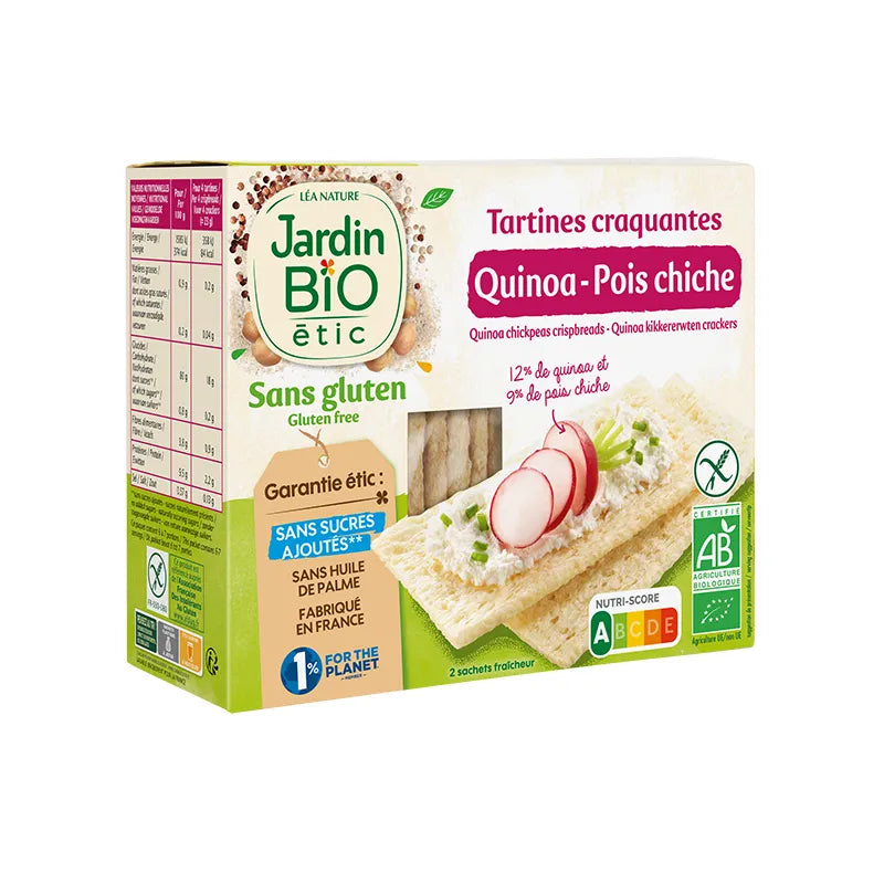 JARDIN BIO - БИО ХРУПКАВИ СУХАРИ С НАХУТ И КИНОА БЕЗ ГЛУТЕН - 150 г