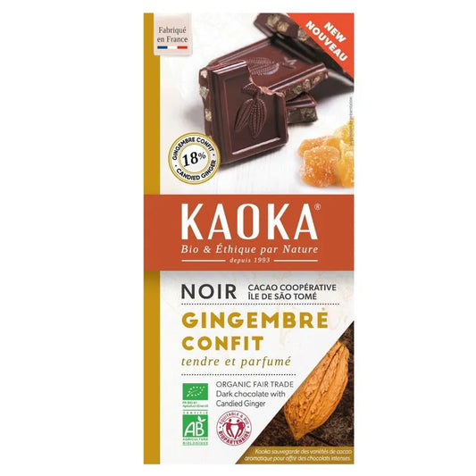 KAOKA - БИО ШОКОЛАД ТЪМЕН (66%) ОТ САО ТОМЕ СЪС ЗАХАРОСАН ДЖИНДЖИФИЛ - 180 г