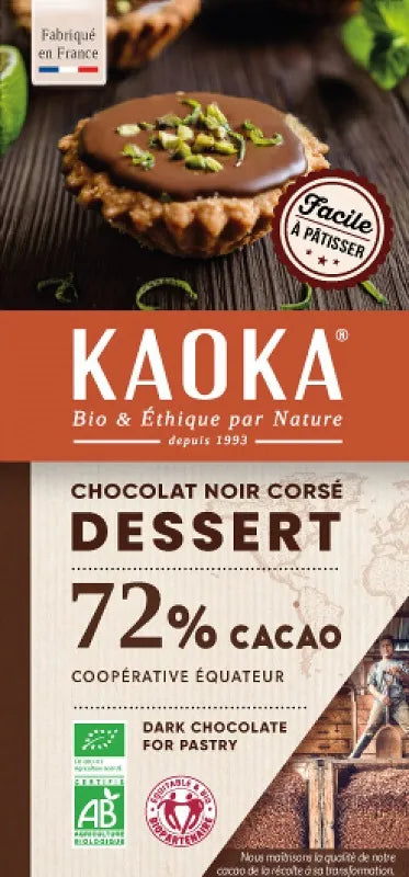 KAOKA - БИО ШОКОЛАД ТЪМЕН (72%) ДЕСЕРТЕН ОТ ЕКВАДОР - 200 г