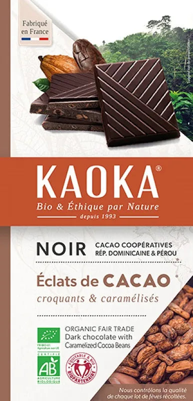 KAOKA - БИО ШОКОЛАД ТЪМЕН (70%) ОТ ДОМИНИКАНА С КАРАМЕЛИЗИРАНО КАКАО - 100 г