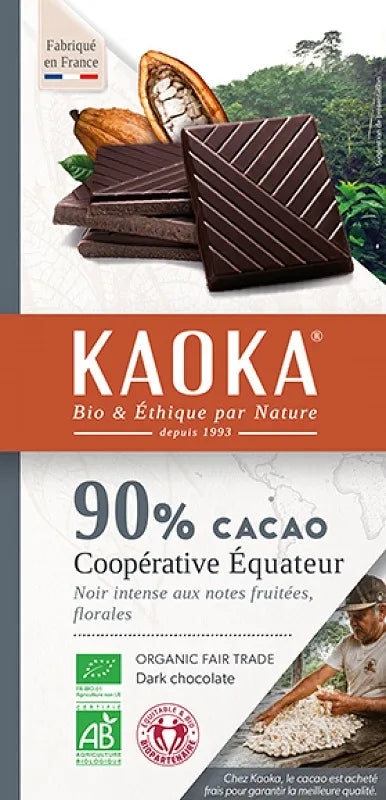 KAOKA - БИО ШОКОЛАД ТЪМЕН (90%) ОТ ЕКВАДОР - 100 г