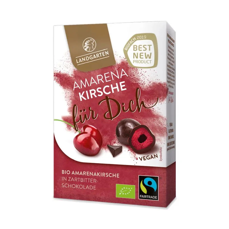 LANDGARTEN - БИО ЧЕРЕШИ АМАРЕНА В ЧЕРЕН ШОКОЛАД БЕЗ ГЛУТЕН - 90 г