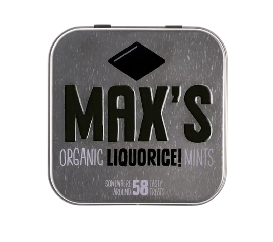 MAX'S MINTS - БИО МЕНТОВИ БОНБОНИ С LIQUORICE (СЛАДЪК КОРЕН) - 35 г