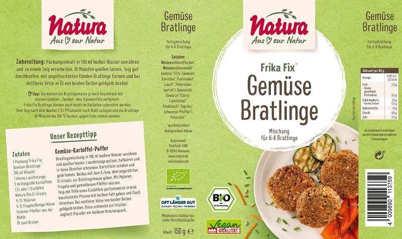 NATURA - БИО ВЕГАН МИКС ЗА ЗЕЛЕНЧУКОВИ КЮФТЕНЦА - 150 г