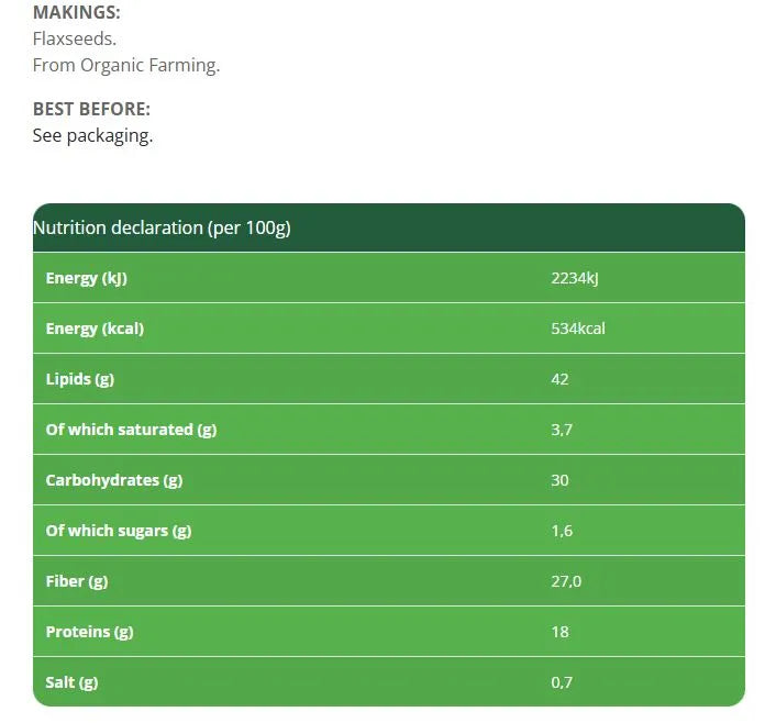 ORIGENS BIO - БИО ЛЕНЕНО СЕМЕ - 250 г