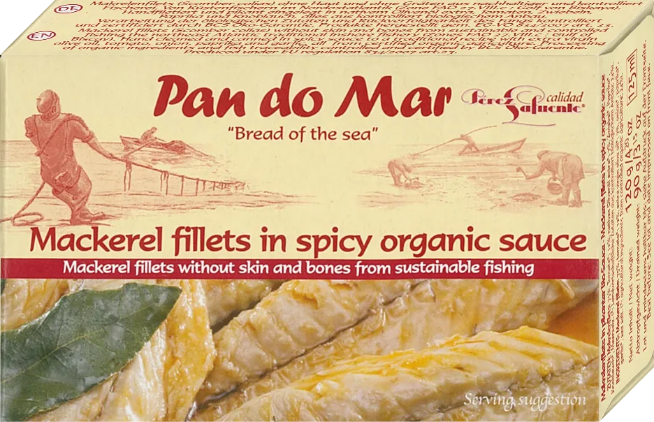 PAN DO MAR - СКУМРИЯ ФИЛЕ БЕЗ КОЖА И КОСТИ В БИО ПИКАНТЕН СОС БЕЗ ГЛУТЕН - 120 г