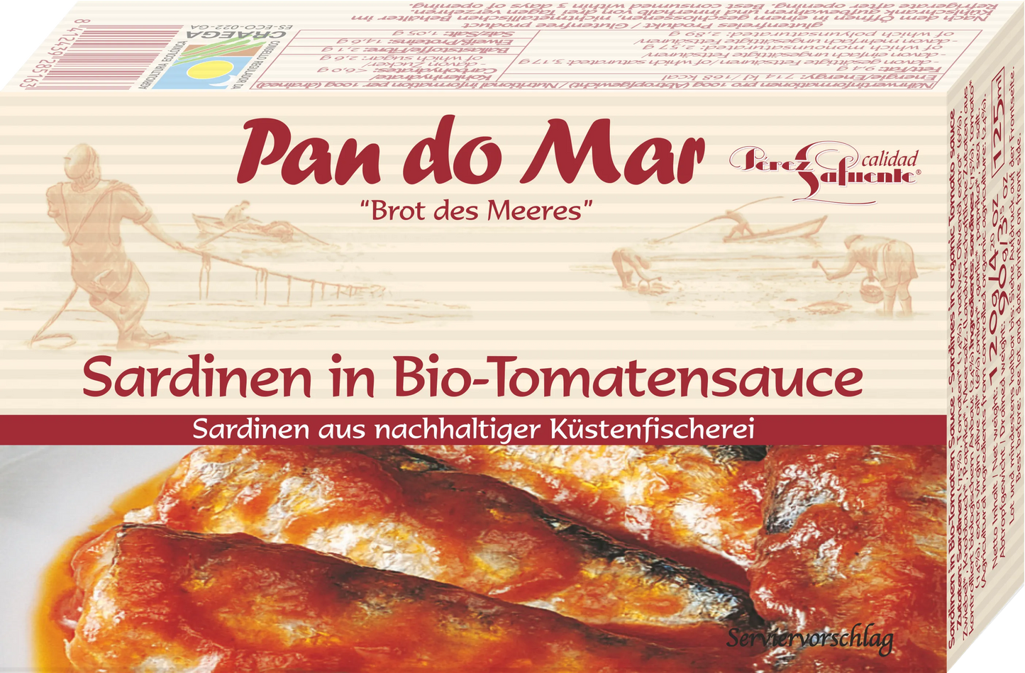 PAN DO MAR - САРДИНИ МАЛКИ В БИО ДОМАТЕН СОС БЕЗ ГЛУТЕН - 120 г