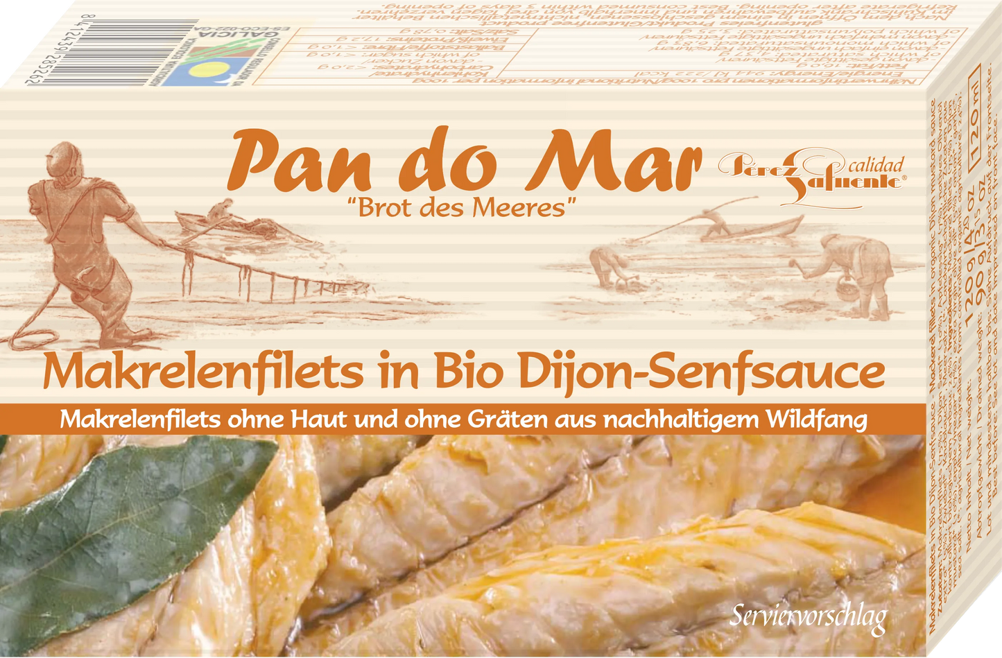 PAN DO MAR - СКУМРИЯ ФИЛЕ БЕЗ КОЖА И КОСТИ В БИО ГОРЧИЧЕН СОС БЕЗ ГЛУТЕН - 120 г