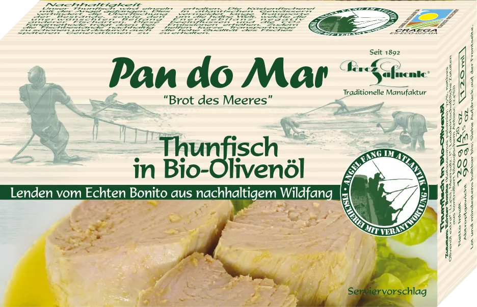 PAN DO MAR - РИБА ТОН ИВИЧЕСТА ФИЛЕ В БИО МАСЛИНОВО МАСЛО ЕКСТРА ВЪРДЖИН БЕЗ ГЛУТЕН - 120 г