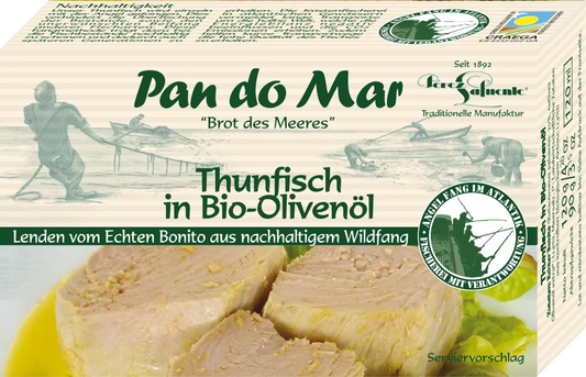 PAN DO MAR - РИБА ТОН ИВИЧЕСТА ФИЛЕ В БИО МАСЛИНОВО МАСЛО ЕКСТРА ВЪРДЖИН БЕЗ ГЛУТЕН - 120 г