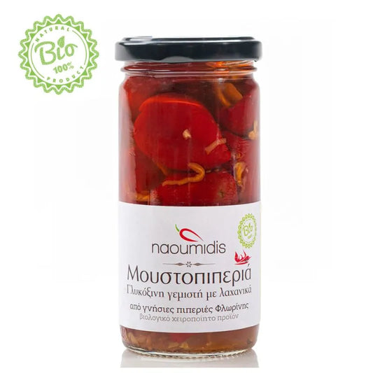 PIPERIES FLORINIS - БИО ПЕЧЕНИ ЧУШКИ ПЪЛНЕНИ СЪС ЗЕЛЕНЧУЦИ "МУСТОПИПЕРИЯ" - 320 г