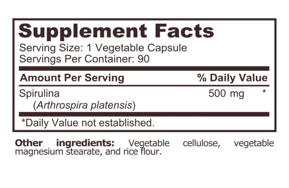 Pure Nutrition - СПИРУЛИНА 500 мг - 90 капсули