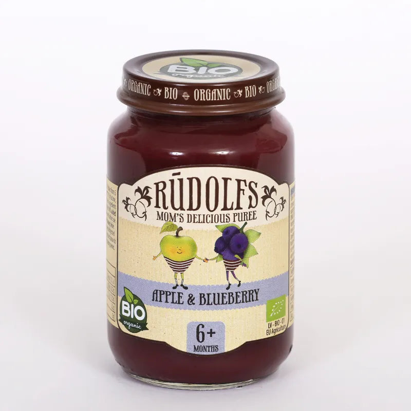 Rudolfs - Био плодово пюре ябълка и боровинка , 6+ месеца, 190 g