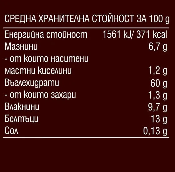 БИО КЛАСА - БИО ОВЕСЕНИ ЯДКИ ФИНИ БЕЗ ГЛУТЕН - 500 г