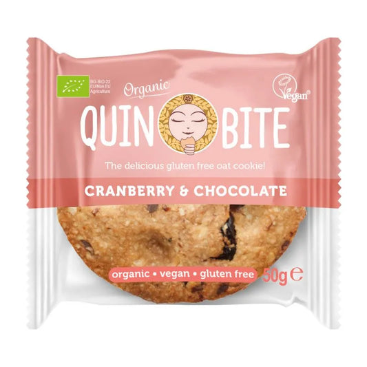 QUIN BITE - БИО КУРАБИЙКА С ЧЕРВЕНА БОРОВИНКА И ШОКОЛАД БЕЗ ГЛУТЕН - 50 г