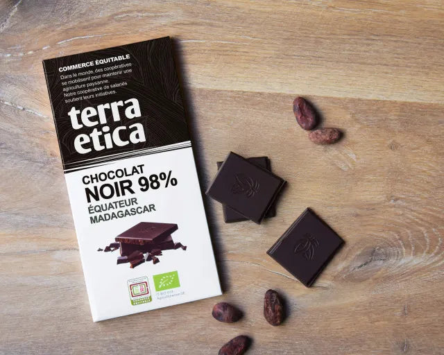 TERRA ETICA - БИО ШОКОЛАД ЧЕРЕН 98% ЕКВАДОР - МАДАГАСКАР - 100 г