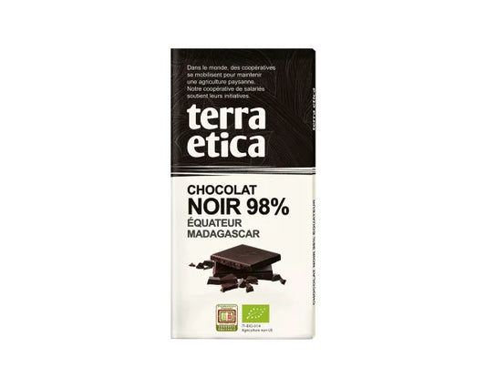 TERRA ETICA - БИО ШОКОЛАД ЧЕРЕН 98% ЕКВАДОР - МАДАГАСКАР - 100 г