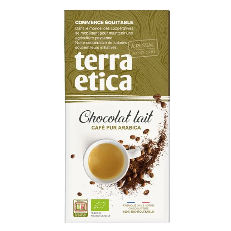 TERRA ETICA - БИО ШОКОЛАД МЛЕЧЕН С КАФЕ АРАБИКА - 100 г