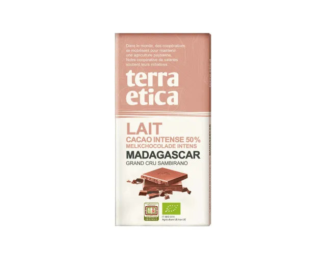 TERRA ETICA - БИО ШОКОЛАД МЛЕЧЕН 50% МАДАГАСКАР - 100 г