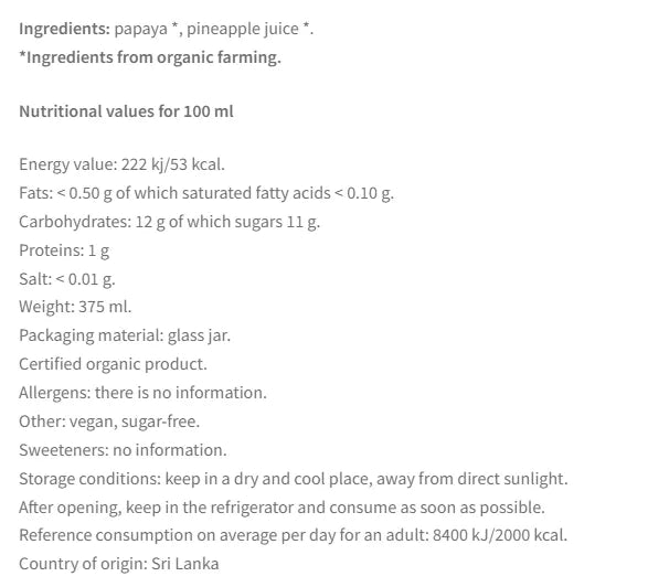 BIO TROPIC - БИО ПАПАЯ В СОК ОТ АНАНАС - 370 мл