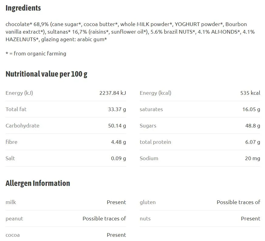 TERRA SANA - БИО ШОКО МИКС (ЯДКИ В ШОКОЛАД) - 150 г