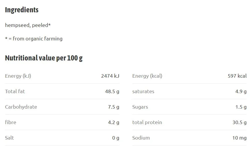 TERRA SANA - БИО КОНОПЕНО СЕМЕ СУРОВО - 275 г