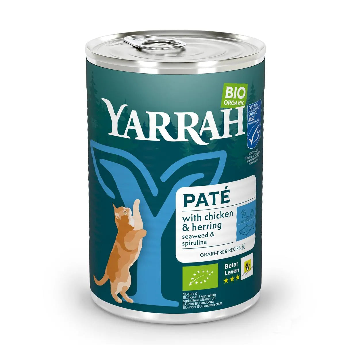 YARRAH - БИО КОТЕШКА ХРАНА ПАСТЕТ ОТ РИБА БЕЗ ЗЪРНО - 400 г