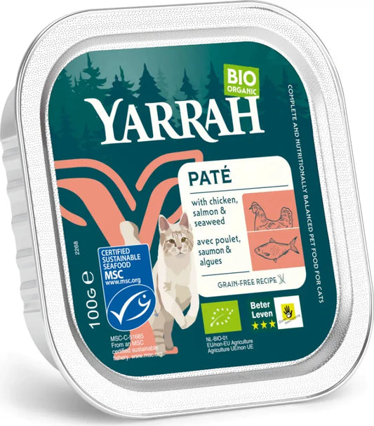YARRAH - БИО КОТЕШКА ХРАНА ПАСТЕТ ОТ СЬОМГА БЕЗ ЗЪРНО - 100 г