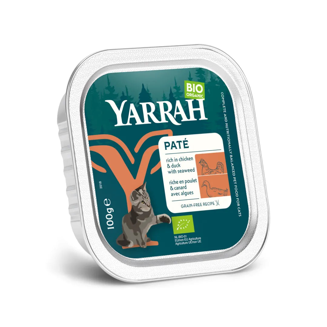 YARRAH - БИО КОТЕШКА ХРАНА ПАСТЕТ ОТ ПАТЕШКО И ВОДОРАСЛИ - 100 г
