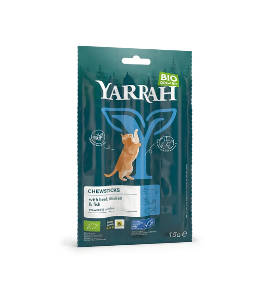 YARRAH - БИО КОТЕШКО ЛАКОМСТВО ПРЪЧИЦИ С РИБА - 3 х 5 г